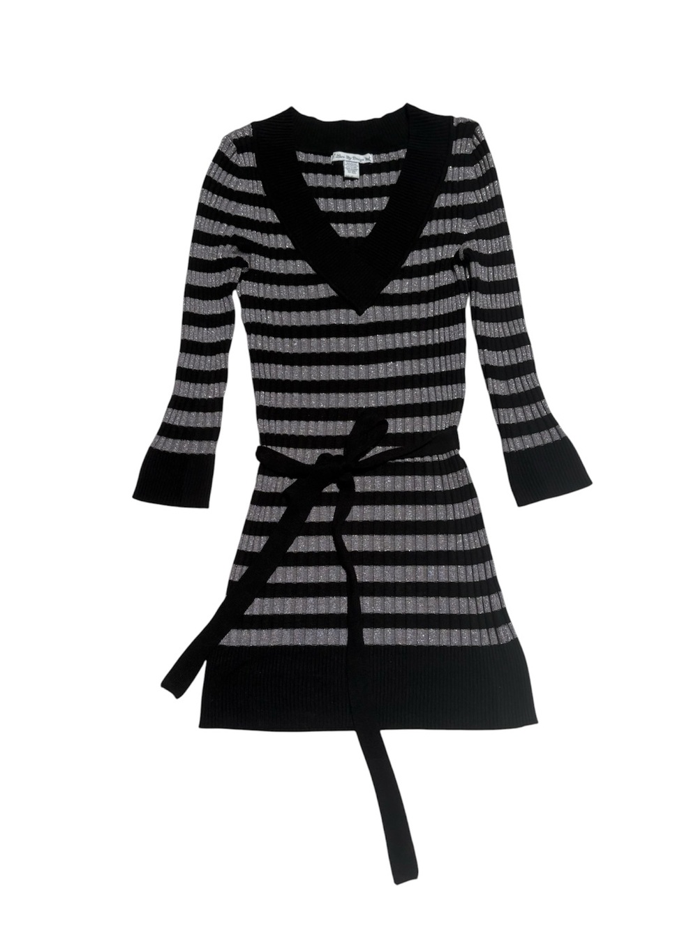 Vintage Y2K Love By Design Metallic Striped Ribbed Stretch Long Sweater
